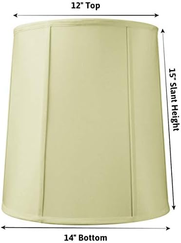 12”x14”x15" Prestige Drum Lampshade with Brass Spider Fitter - Perfect for Table and Desk lamps - Medium Drum Cylinder, Eggshell Shantung Fabric