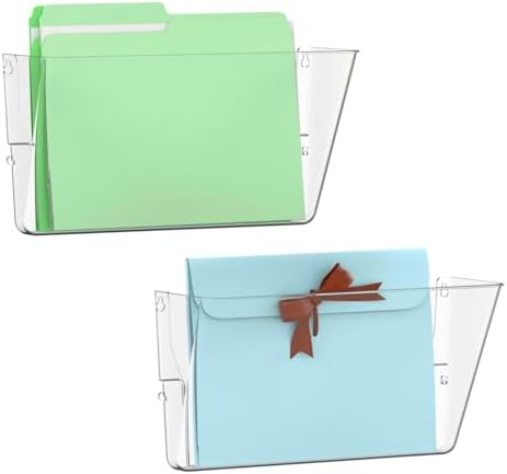Gawerk Single Pocke Wall Mount File Holder Organizer (Clear, 2 Pack)