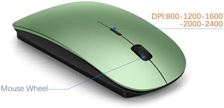 Wireless Keyboard and Mouse Ultra Slim Combo, TopMate - Green Black