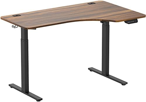 SHW 55-Inch Large Electric Height Adjustable L-Shaped Standing Desk, Walnut