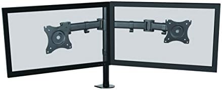 Kantek Dual Monitor Arm, Stand Mounts 2 Screens up tp 27", 2 Articulating Adjustable Arms Hold 18lbs, Desk and Grommet Mount, Cable Management, VESA