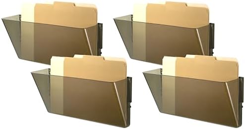 Officemate Plastic Wall-File Pocket, One Pocket, Legal/Letter Size, 16.19" x 4.13" x 7", Smoke (Pack of 4)