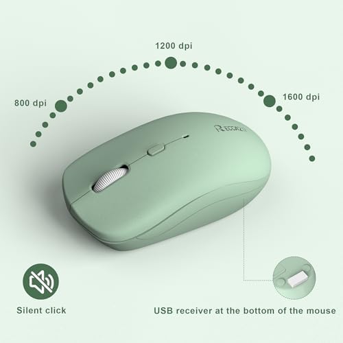 Wireless Keyboard and Mouse Combo Silent for Office and Home(Avocado Green)