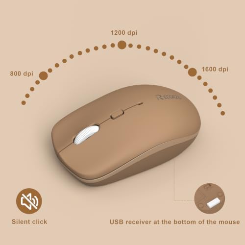 Wireless Keyboard and Mouse Combo Silent for Office and Home(Mocha Color-A)