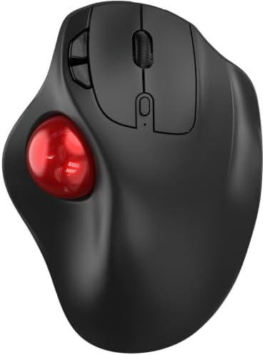 EDJO Wireless Trackball Mouse, Ergonomic Mouse with 30° Tilt, 5 DPI, Red