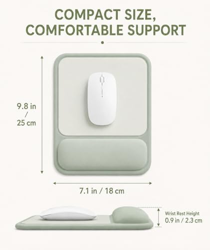 eulps Ergonomic Mouse Pad with Wrist Rest, Gel Mousepad with Soft Wrist Support, Non-Slip PU Base, Smooth Surface Mouse Pad for Wrist Pain Relief, Computer Laptop Office Home & Gaming (Sage Green)