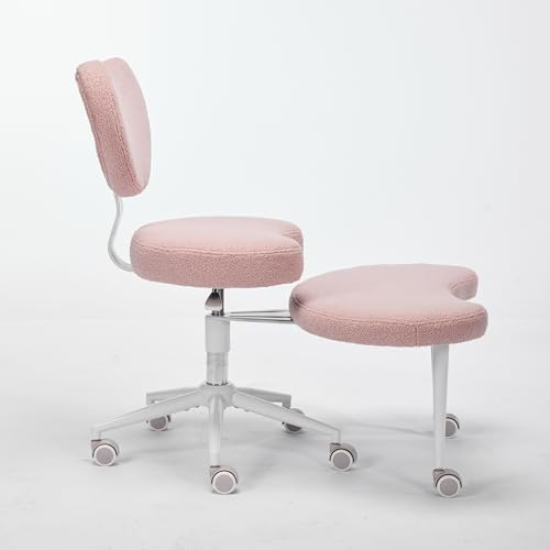 Cross Legged Home Office Desk Chair with 360 Swivel Footstool, 300lb