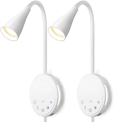 SANKEDOU LED Wall Mount Reading Light, Bedside Reading Lights, 5 Dimmable