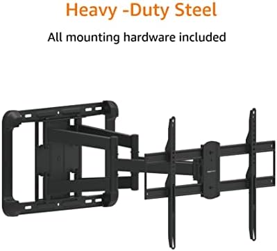 Amazon Basics Heavy Duty Extension Dual Arm, Full Motion Articulating TV Mount with Tilt and Swivel for 37" to 80" TVs up to 132 lbs, VESA Compatible, Fits LED LCD OLED Flat Curved Screens, Black