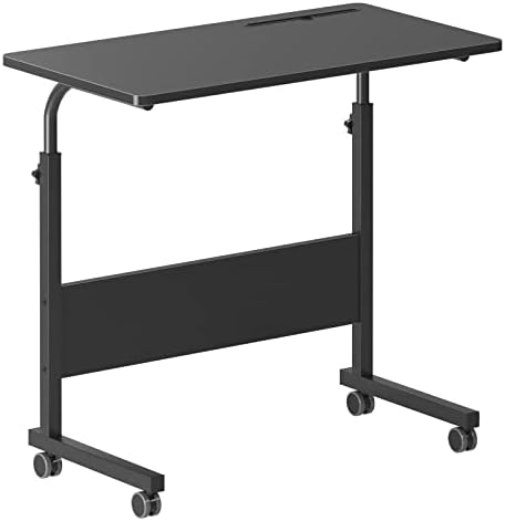 DlandHome 31.5 Inches Rolling Desk with Wheels Adjustable Height, Black
