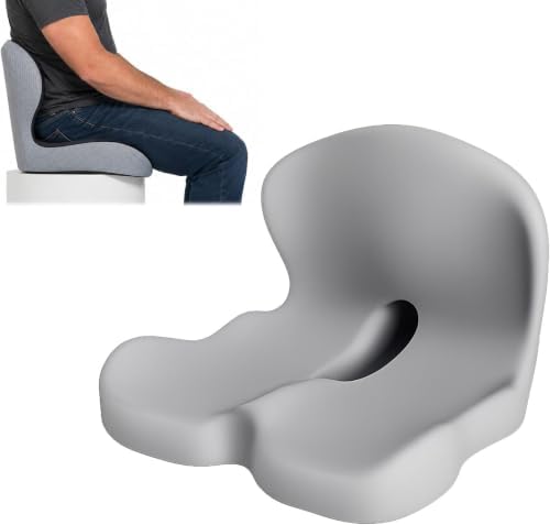 Celnva Orthopedic Seat Cushion – L-Shaped Lumbar Support Memory Foam Comfort for Long Sitting, Ergonomic Support for Office Chair, Wheelchair, Car & Travel (Gray)