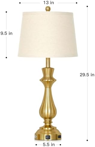Modern Gold Table Lamp for Living Room,30" Tall Bedside Lamp with USB Charging Port,3-Way Dimmable Touch Nightstand Lamp for Bedroom Desk Side Table Office,Gold-1P