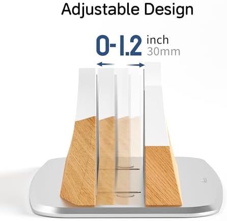 AFOOYO Vertical Laptop Stand - Snow Peak-Shaped Wooden Holder Dock Compatible with MacBook, Surface, Chromebook, Dell & More - Space-Saving Design for All Laptops