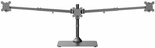 VIVO Premium Freestanding Triple Monitor Desk Mount for 3 Screens up to 22 lbs, Fits up to 38 inch Ultrawides on Center Bracket, Adjustable Telescoping Arms, Flush Wall Setup, Black, STAND-TS03F