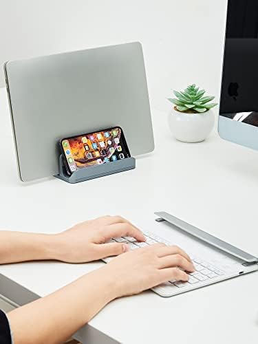 JARLINK 2-in-1 Vertical Laptop Stand, Adjustable Aluminum Desk Dock, Gray