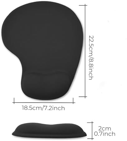 Mouse Pad with Wrist Support, 2-Pack Ergonomic Mousepad with Wrist Rest, Gaming Mouse Pad with Non-Slip PU Base, Relieve Pain Relief, for Home Office Computer Laptop, Black