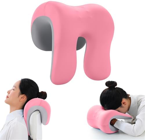 chislim Neck Support for Office Chair,Memory Foam Desk Pillow for Napping,Washable Cover,Fits Most Office Chair (Pink)