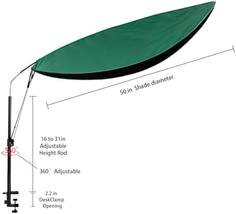 50'' Office Cubicle Desk Shade Foldable Light Shield to Block Anti-Glare Cover for Light Sensitive Professionals Adjustable Height and Rotatable Direction Cubicle Light Shade with Clamp (green)