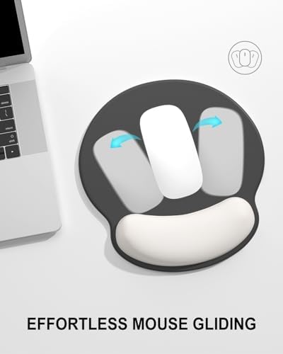 Auhoahsil Ergonomic Mouse Pad with Wrist Rest, Comfortable Silicone Non-Slip Computer Pain Relief Gel Mouse Mat with Wrist Support for Gaming, Work, Office, Women & Men, Cute Pattern, Gray Beige