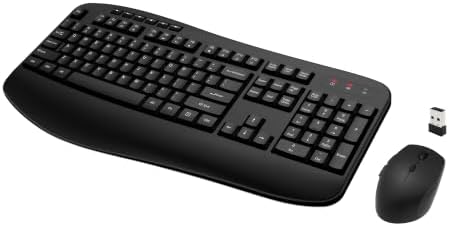Wireless Keyboard and Mouse Combo, Full-Sized 2.4GHz Wireless Keyboard with Comfortable Palm Rest and Optical Wireless Mouse for Windows, Mac OS PC/Desktops/Computer/Laptops (Classic Black)