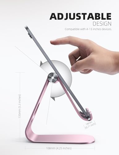 Lamicall iPad Stand Adjustable Tablet Holder, Sturdy Aluminum, Multi-Angle