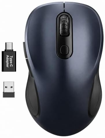 WisFox 2.4GHz Wireless Mouse for Laptop, Ergonomic 6-Button, Matt Gray