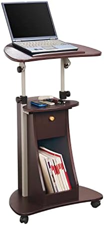 Techni Mobili Sit-to-Stand Rolling Adjustable Storage Medical Laptop Computer Cart, Chocolate, B005