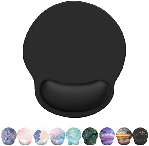 eulps Mouse Pad with Wrist Rest, Comfortable Computer Mousepad with Gel Wrist Support Smooth Surface and Non-Slip PU Base for Pain Relief, Laptop, Office & Home (Black)