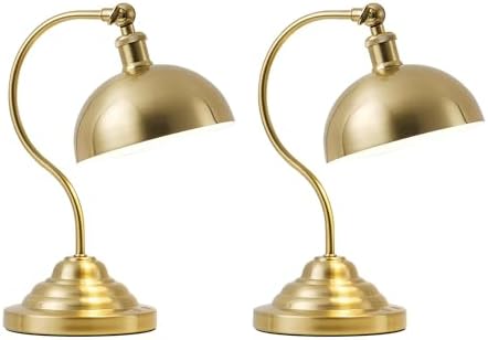 KARTOOSH Cordless Table Lamp, Battery Operated Vintage Desk Light, Brass