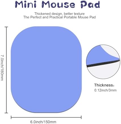 Small Mouse Pad 6 x 7 Inch, Blue Color, Oval Mini Mouse Pad with Non-Slip Rubber Base, Waterproof Compact Mouse Mat for Laptop Computer Wireless Mouse Keyboard Tray Home Office Travel