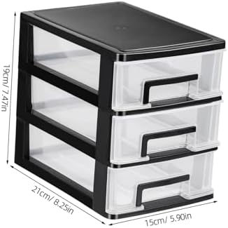 SEWACC 3 Layer Plastic Drawers, Desktop Organizer with Transparent Drawers