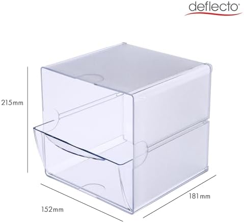 Deflecto Stackable Cube Organizer, Desk and Craft Organizer, 1 Drawer, Clear, Removable Drawer, 6"W x 6"H x 7"D (350801)