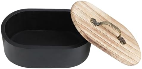 Tampon Organizer Dust Proof Oval Wooden Box with Lid, Natural Storage Container for Bathroom Desk Black Tampon Organizer, Wooden Storage Box with Lid, Dust Proof Bathroom Container, Feminine Product
