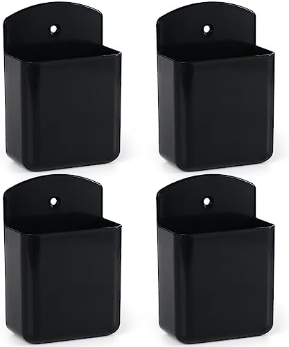 4 Pcs Remote Control Holder Wall Mount, TV Controller Holder, Self Adhesive Remote Holder, Wall Pen Holder Storage Accessories for Home Office School (Black)