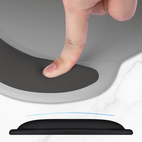 ITNRSIIET Ergonomic Mouse Pad with Comfort Gel Wrist Rest, Non-Slip PU Base, Smooth Textured Surface, Reduces Hand Fatigue & Wrist Pain, 8.7 x 7.2 Inch for Office Gaming Home, Gray