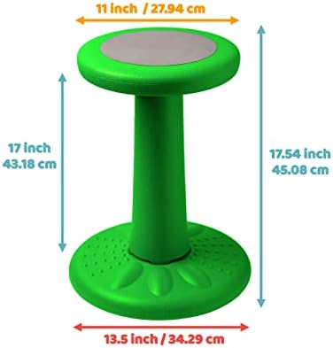 Studico ActiveChairs - Kids Wobble Stool - Flexible Classroom Seating for Focus & Posture, Green