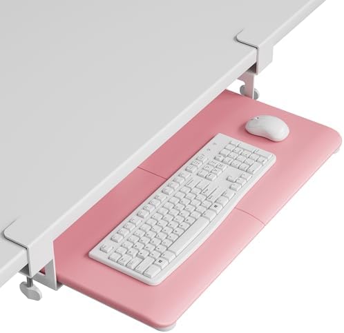 BONTEC Under Desk Keyboard Tray, Pull-Out Keyboard & Mouse Platform