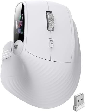 Transformers Vertical Ergonomic Mouse with LED Screen & Knob Control White