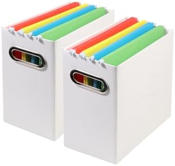 Collapsible File Organizer Box with Handle,12.20x5.11x9.84Inches, Filing Organizer for Home or Office, Small Portable File Box(2 Packs, White)
