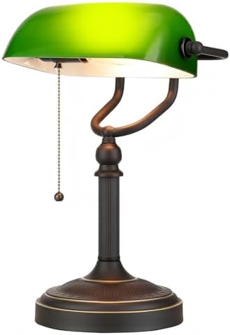 Antique Green Glass Bankers Desk Lamp