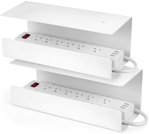 2 Pack Under Desk Cable Management Tray,Hold 11 lbs, 16 x 6 x 6 Inch, White