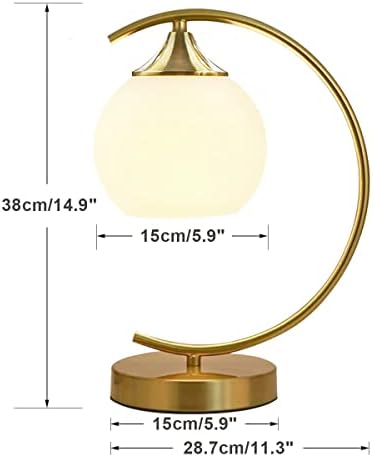 BOKT Modern Globe Table Lamp Mid Century Gold Glass Table Lamp Nordic Simple Design Desk Lamp White Globe Metal Reading Lighting Fixture for Bedside Nightstand Living Room