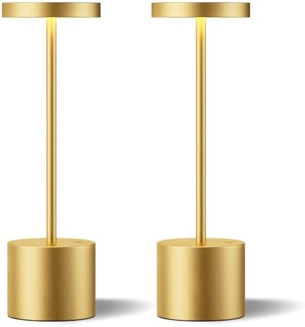 Cordless Rechargeable Table Lamp, 4000mAh Battery Operated, Light Gold, 2