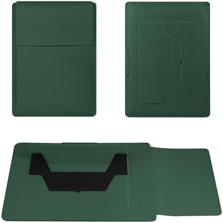 HoYiXi 13.3'' /13.6'' Laptop Sleeve Case PU Leather with Stand Compatible with MacBook Pro 14/MacBook Air 13(M1 M2)/ASUS Vivobook 14/Dell XPS 13/ASUS Matebook,13-14'' Laptop Bag,Dark Green