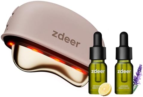 ZDEER GS5 Electric Heated Gua Sha Kit, Red Light Face Massager Tool, Pink