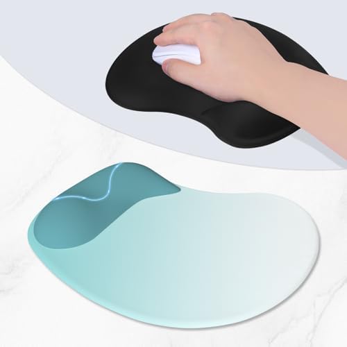 ITNRSIIET Ergonomic Mouse Pad, Cushioned Gel Wrist Rest, Non-Slip Base, Smooth Surface, Compatible with All Mice for Office & Gaming, Desk Accessory, 9.5 x 8.2 inch, Light Green