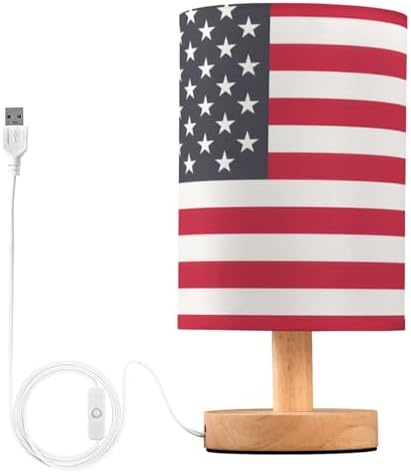 ALAZA American Flag Stylish Decor Bedside Table Lamp with USB Port for Bedroom Nightstand Office Desk LED Bulb Included