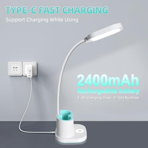 LED Desk Lamp for Dorm Home Office Bedroom, Dimmable Reading Light
