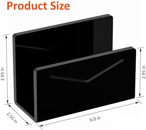 FUCDTEFC Acrylic Mail Holder, Black Acrylic File Letter Organizer, Vertical Envelope Mail Holder for Desk, Lightweight Countertop Bill Holding Sorter Letter Invoice Stand for Home Office School