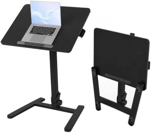 25" Mobile Folding Desk, Pneumatic No-Assembly Standing Desk, Black